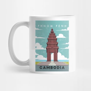 Phnom penh, Cambodia. Retro travel poster Mug